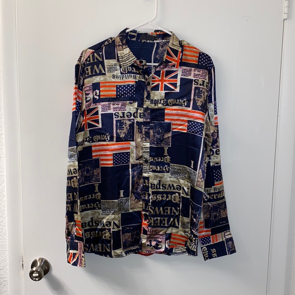 American Flag / Union Jack / and Newspaper Shirt